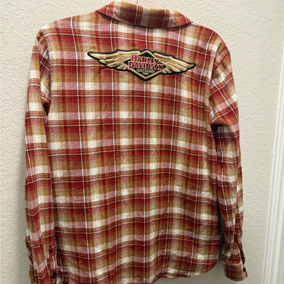 Harley-Davidson Woman’s 120th Anniversary Edition Flannel Button Shirt Sz XL - Picture 7 of 9